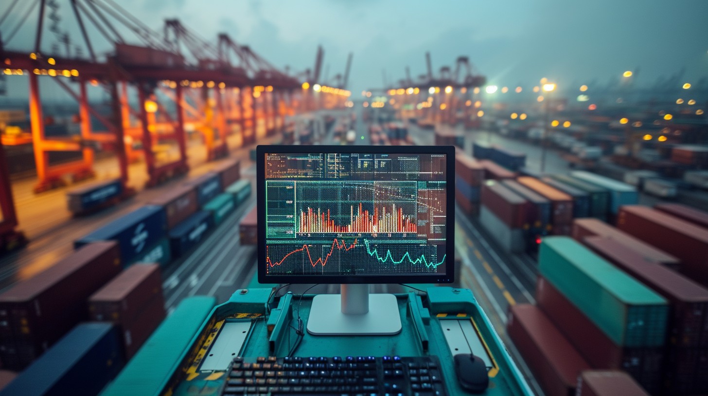 Logistics manager checking shipment status on a digital platform